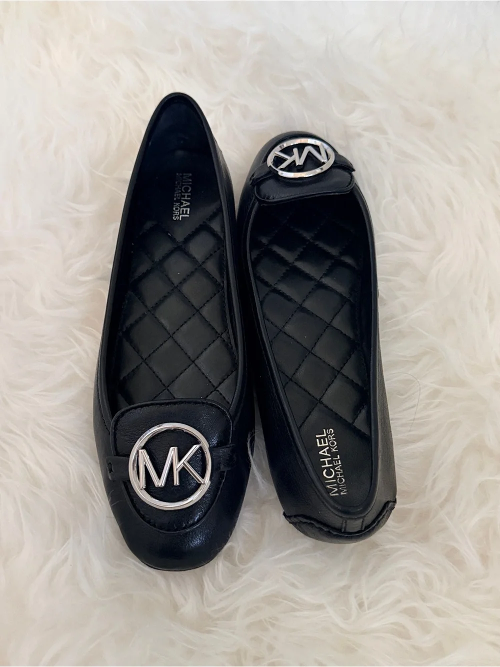 Michael Kors Lillie Moccasin Silver Logo Flats
